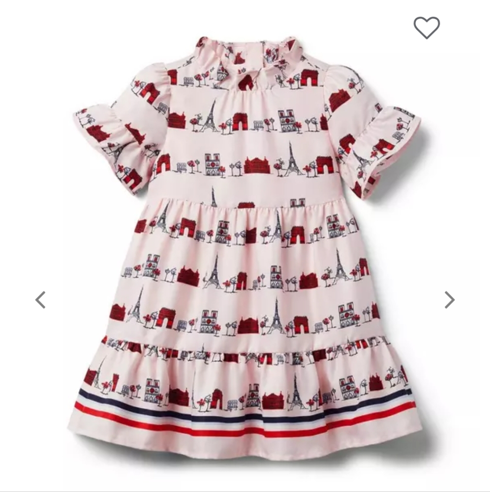 NWT Janie & Jack Girls Pink Parisan Eiffel Tower Print Dress